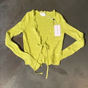 Lovers + Friends Lime Ruffled Cardigan